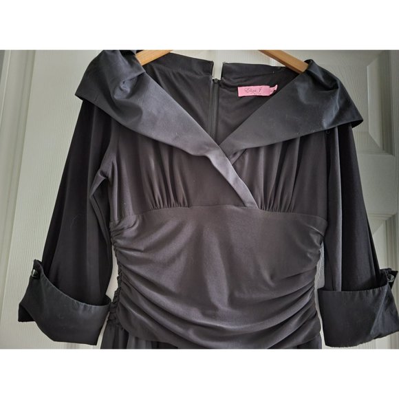 Eliza J Black Retro Dress ruched waist Mad Men size 8 Prom Event - Picture 4 of 9